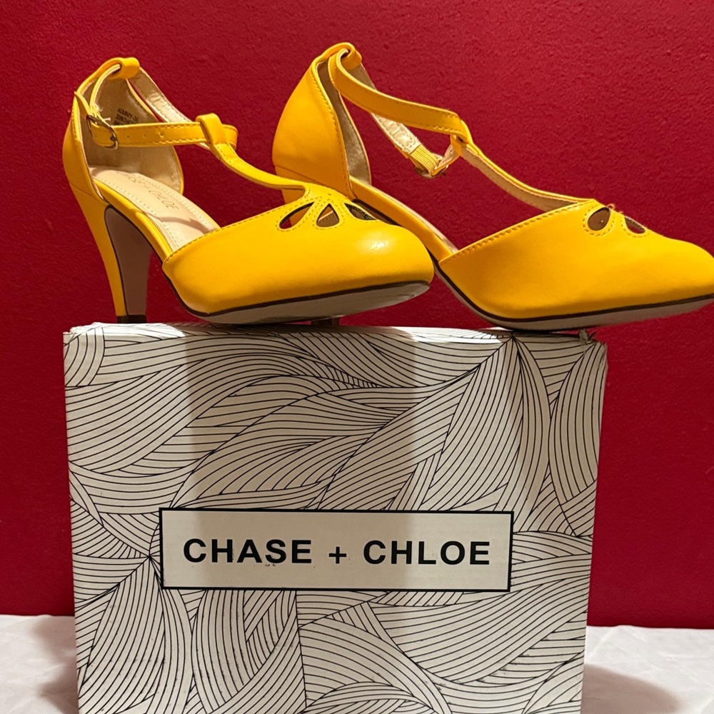 Chase + Chloe Bright Yellow Heels